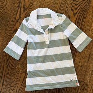 Striped Green and White Kids Polo Dress